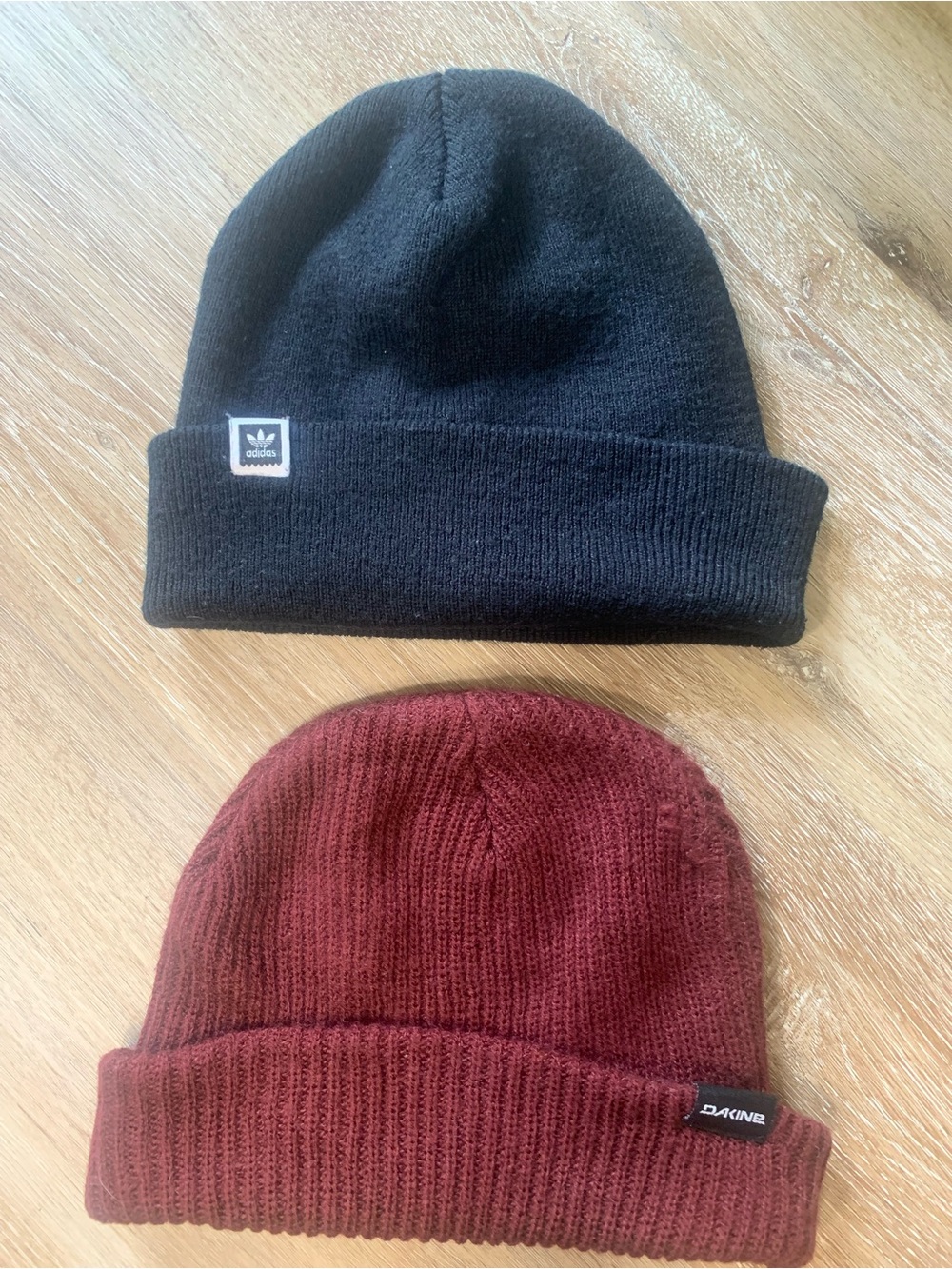 adidas Black Beanie & Dakine Burgundy Beanie OS